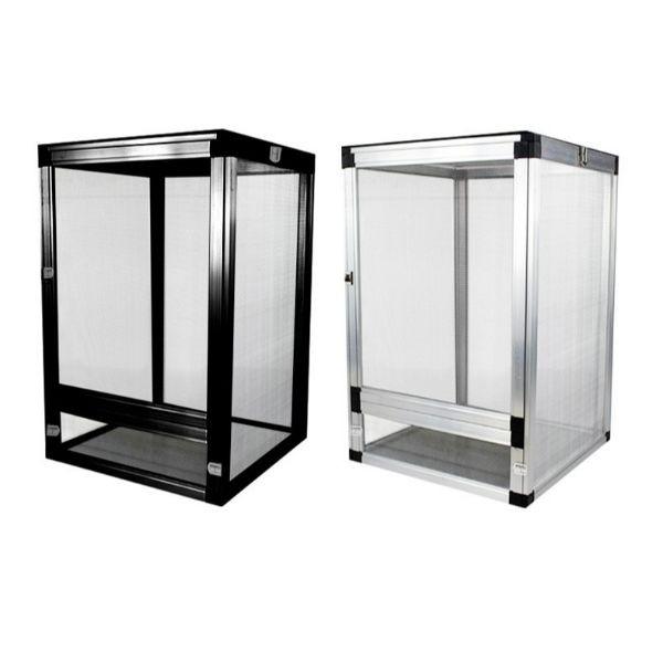 Black / Silver Aluminum Alloy Reptile Chameleon Enclosure Screen Cage - 90X45X45CM
