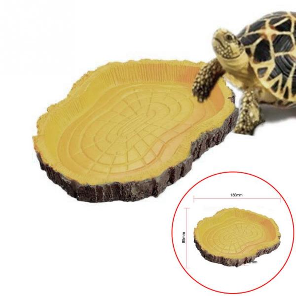 Turtle Feeding Plate Climbing Reptile Wood Food Dish Bowl Turtle Gecko Water Feeder Plate Terrarium Decor Tortoise Feeder Bowl