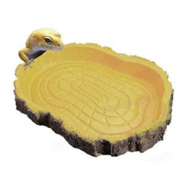 Turtle Feeding Plate Climbing Reptile Wood Food Dish Bowl Turtle Gecko Water Feeder Plate Terrarium Decor Tortoise Feeder Bowl
